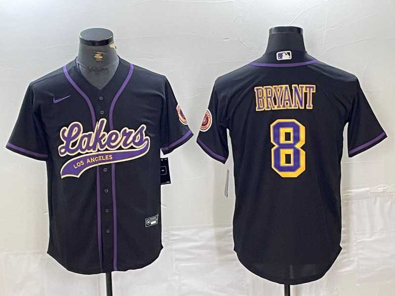 Mens Los Angeles Lakers #8 Kobe Bryant Black Cool Base Stitched Baseball Jersey->los angeles lakers->NBA Jersey